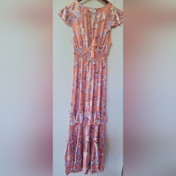 Ale By Alessandra X Revolve Lina Floral Maxi Dress Smocking Vneck Womens XS - Picture 11 of 11